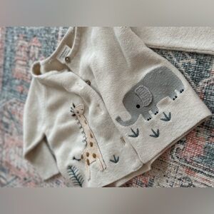 Giraffe Elephant Baby Cardigan Sweater (Organic)